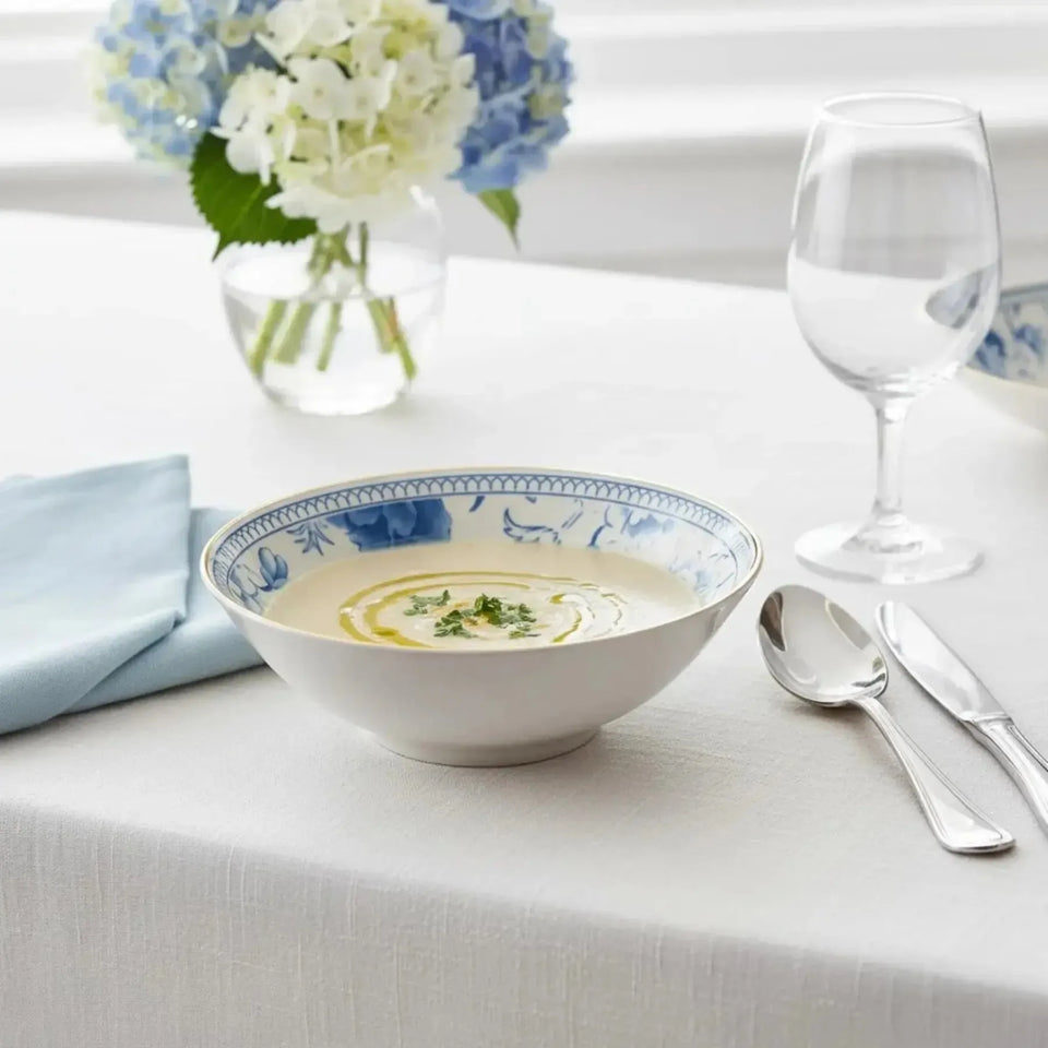 Jogo 6 Bowls Cerâmica Chinese Blue Filete Ouro 300ml Alleanza