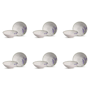 Jogo 6 Bowls Cerâmica Decorado Alfazema 300ml Alleanza