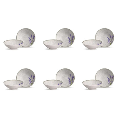 Jogo 6 Bowls Cerâmica Decorado Alfazema 300ml Alleanza