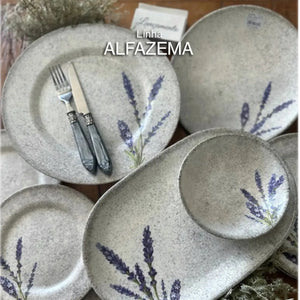 Jogo 6 Bowls Cerâmica Decorado Alfazema 300ml Alleanza