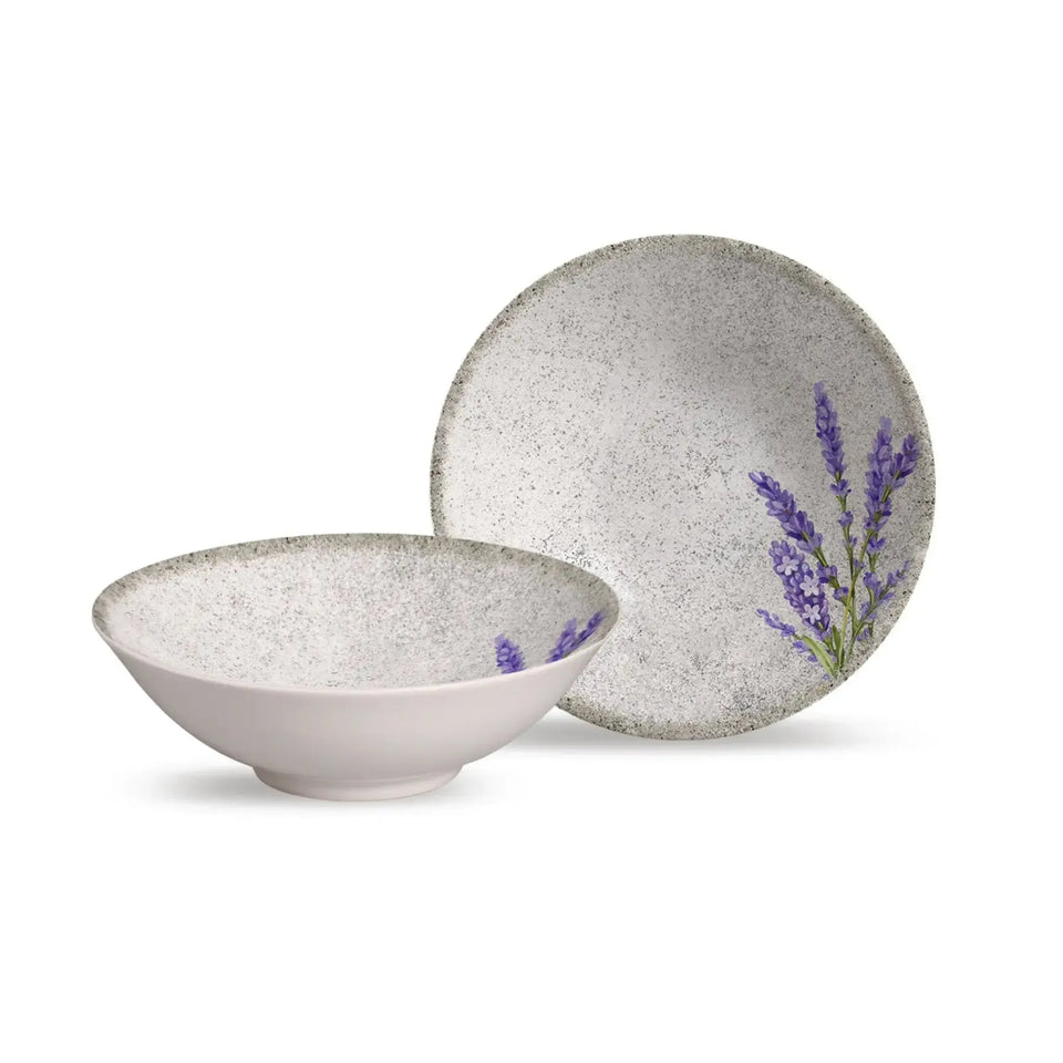 Jogo 6 Bowls Cerâmica Decorado Alfazema 300ml Alleanza