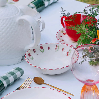 Jogo 6 Bowls Cerâmica Decorado Amarena 300ml Alleanza