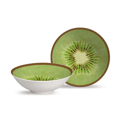 Jogo 6 Bowls Cerâmica Decorado Kiwi 300ml Alleanza