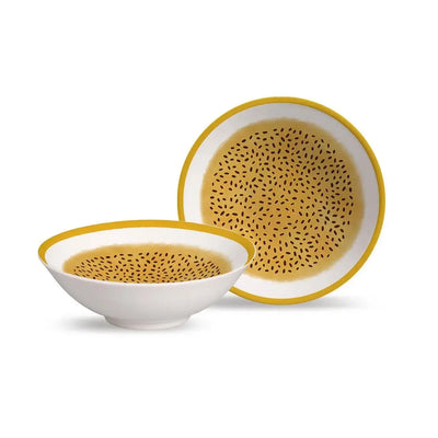 Jogo 6 Bowls Cerâmica Decorado Maracujá 300ml Alleanza