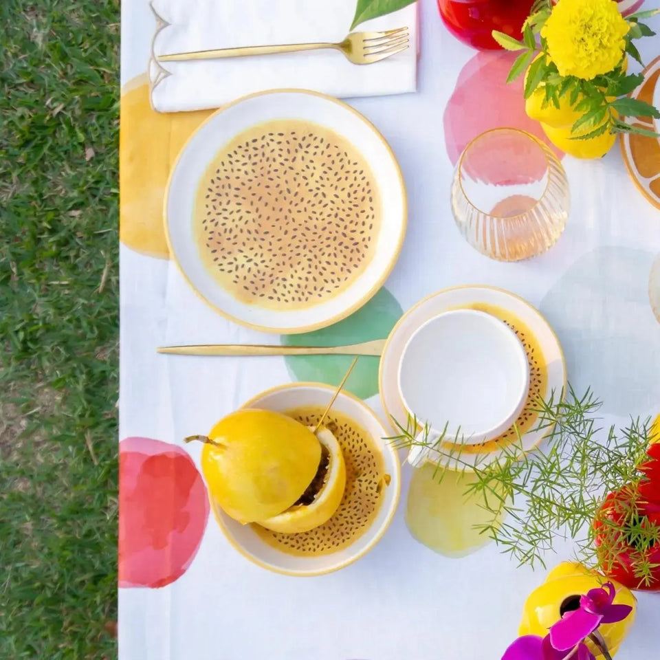 Jogo 6 Bowls Cerâmica Decorado Maracujá 300ml Alleanza