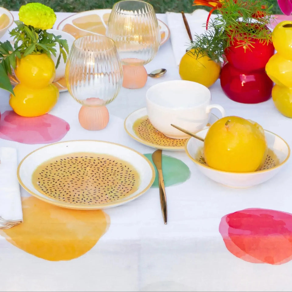 Jogo 6 Bowls Cerâmica Decorado Maracujá 300ml Alleanza