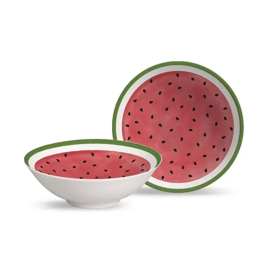 Jogo 6 Bowls Cerâmica Decorado Melancia 300ml Alleanza