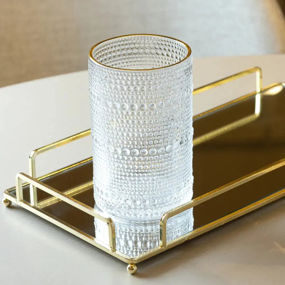 Jogo 6 Copos Altos Vidro com Fio de Ouro Dots 420ml