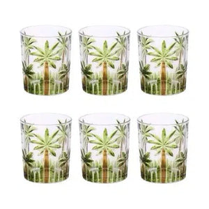 Jogo 6 Copos Baixos Palm Tree Handpaint 340ml