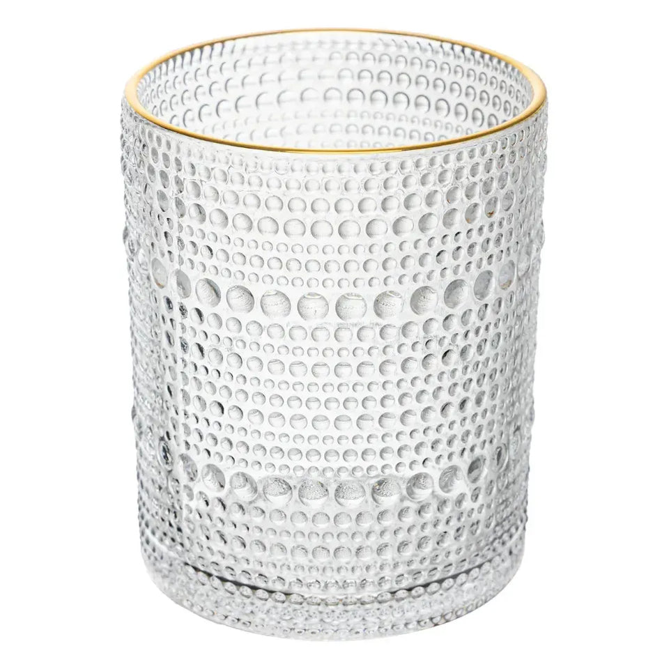 Jogo 6 Copos Baixos Vidro com Fio de Ouro Dots 340ml