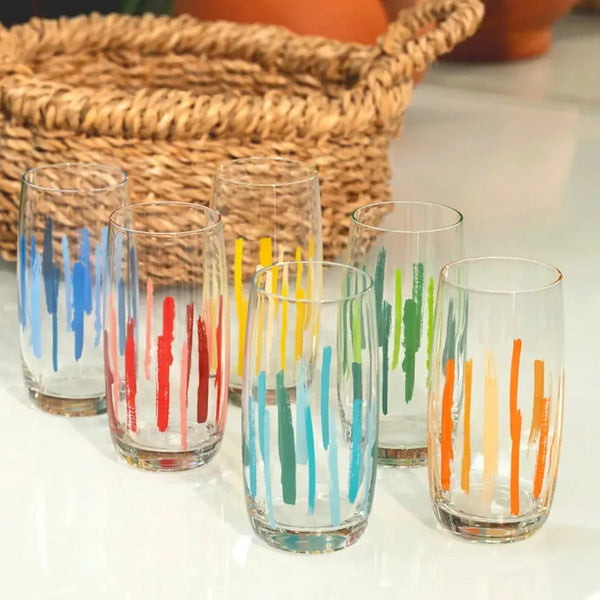 Jogo 6 Copos Long Drink em Cristal Ecológico Piuma 370ml Colors