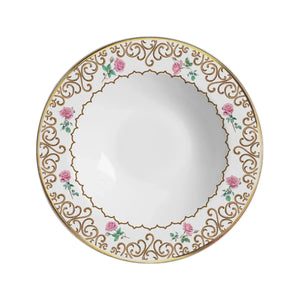 Jogo 6 Pratos Fundo Cerâmica Sweet Bird Filete Ouro 25cm Alleanza