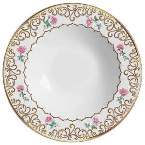 Jogo 6 Pratos Fundo Cerâmica Sweet Bird Filete Ouro 25cm Alleanza
