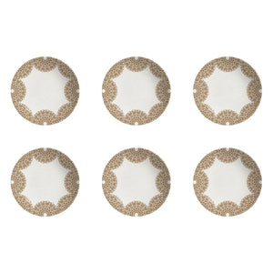 Jogo 6 Pratos Fundo Coup Cerâmica Rendeira By Aurora 25cm Alleanza