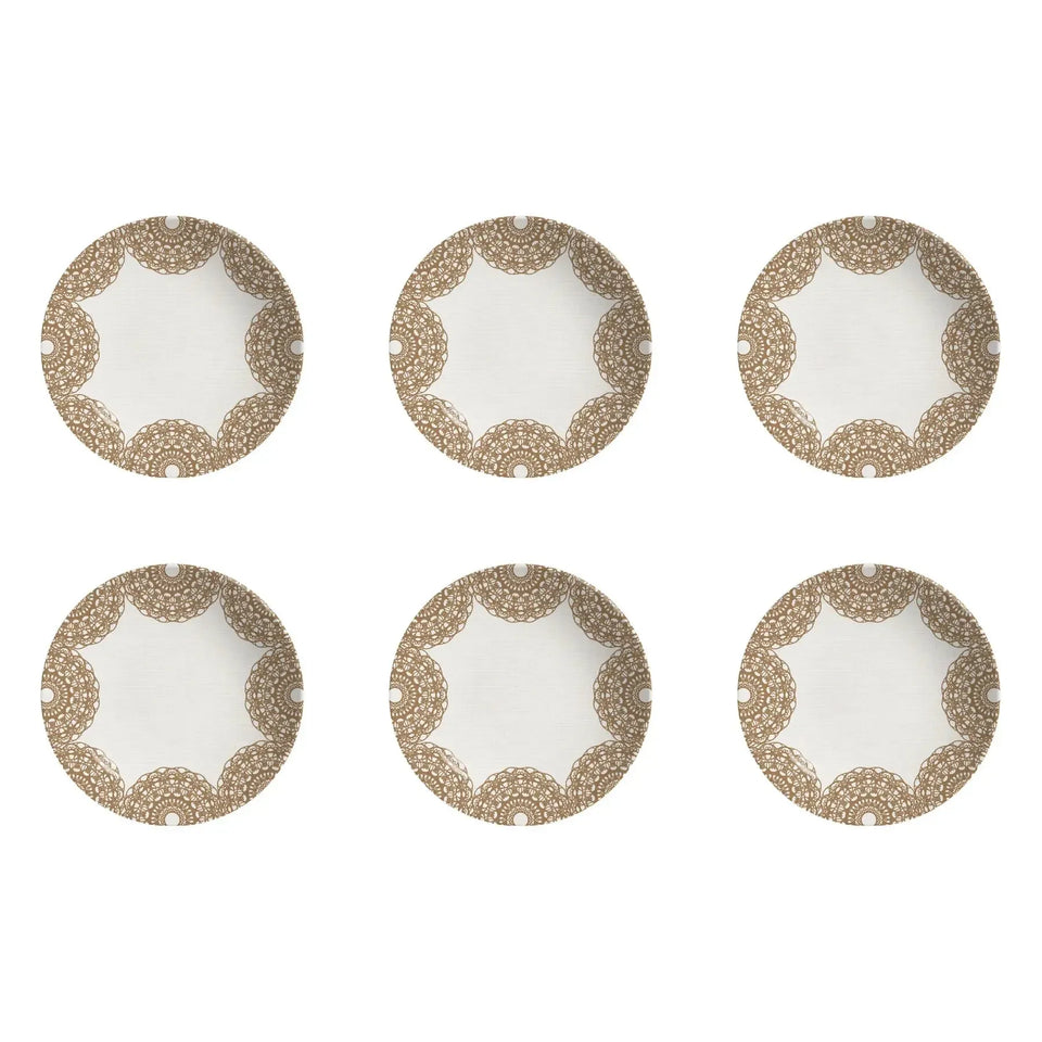 Jogo 6 Pratos Fundo Coup Cerâmica Rendeira By Aurora 25cm Alleanza
