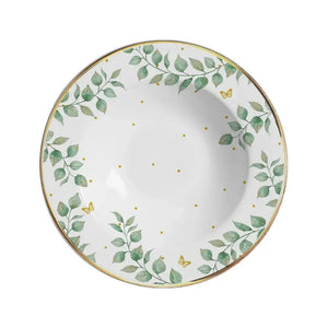 Jogo 6 Pratos Fundo Donatella Cerâmica Filete Ouro 25cm Alleanza