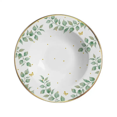 Jogo 6 Pratos Fundo Donatella Cerâmica Filete Ouro 25cm Alleanza