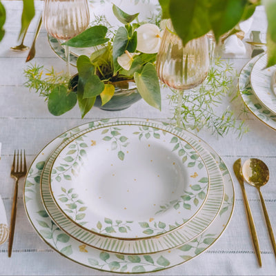 Jogo 6 Pratos Fundo Donatella Cerâmica Filete Ouro 25cm Alleanza