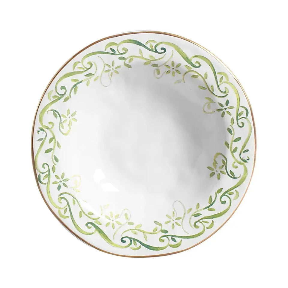 Jogo 6 Pratos Fundos Cerâmica Arabesco Verde 22cm Scalla