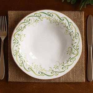 Jogo 6 Pratos Fundos Cerâmica Arabesco Verde 22cm Scalla