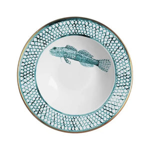 Jogo 6 Pratos Fundos Cerâmica Riviera com Filete de Ouro 25cm Alleanza