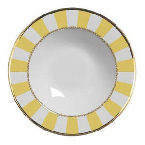 Jogo 6 Pratos Fundos Cerâmica Yellow Strip 24cm Alleanza
