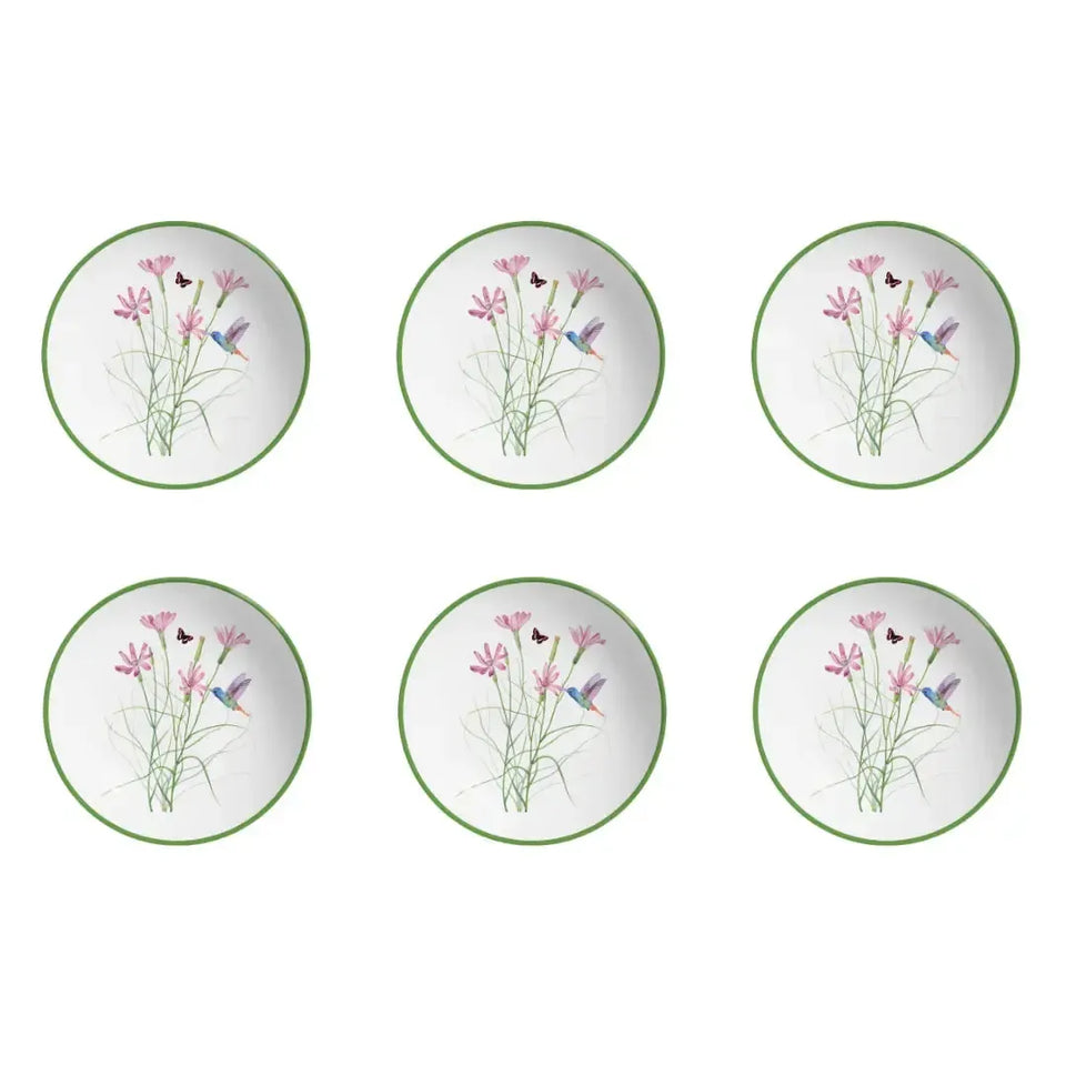 Jogo 6 Pratos Fundos Coup Cerâmica Jardim Campestre 25cm Alleanza