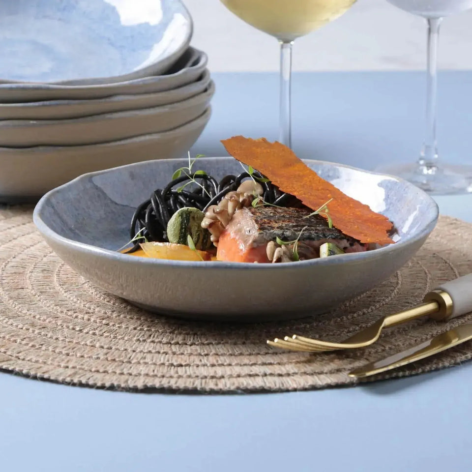 Jogo 6 Pratos Fundos Stoneware Bio Wave 22,5cm 830ml Porto Brasil