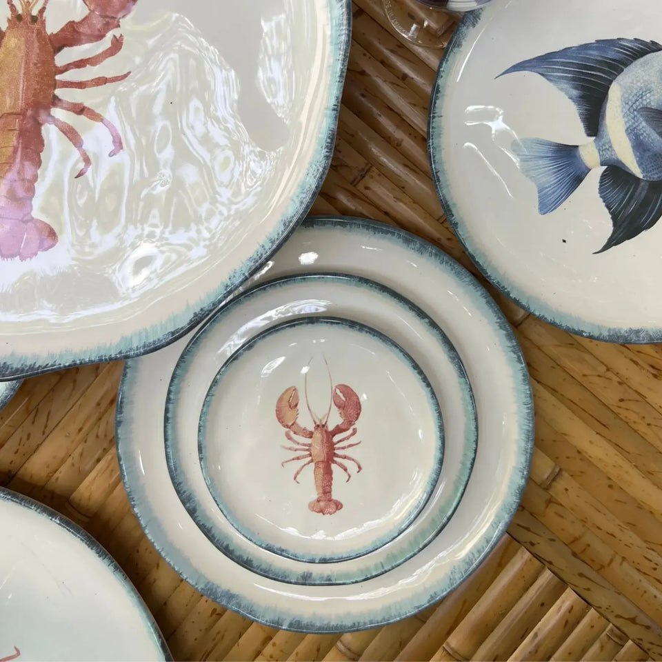 Jogo 6 Pratos Pão Atlântica Cerâmica Lagosta 16cm Scalla