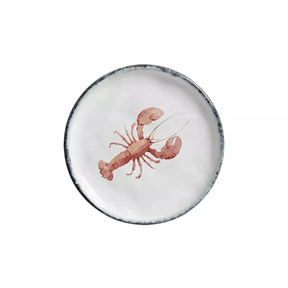 Jogo 6 Pratos Pão Atlântica Cerâmica Lagosta 16cm Scalla