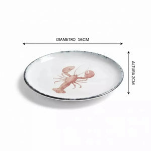 Jogo 6 Pratos Pão Atlântica Cerâmica Lagosta 16cm Scalla