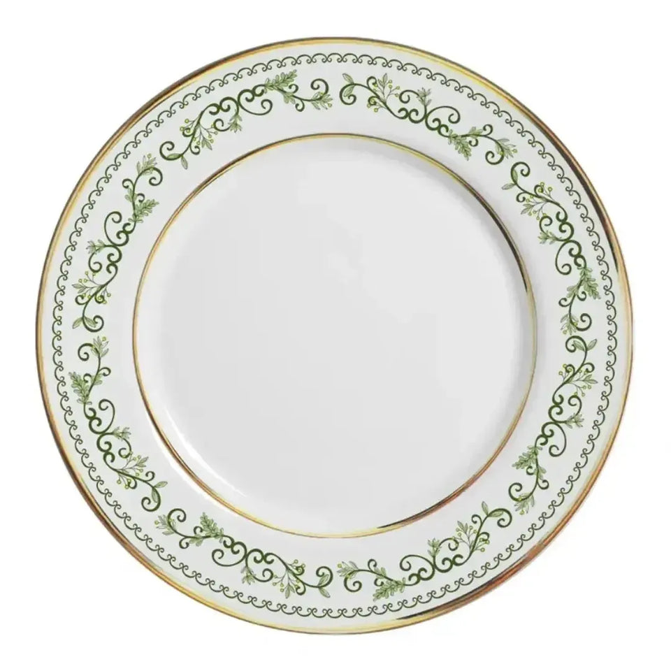 Jogo 6 Pratos Raso Cerâmica Classic Christmas Filete Dourado 29cm Alleanza