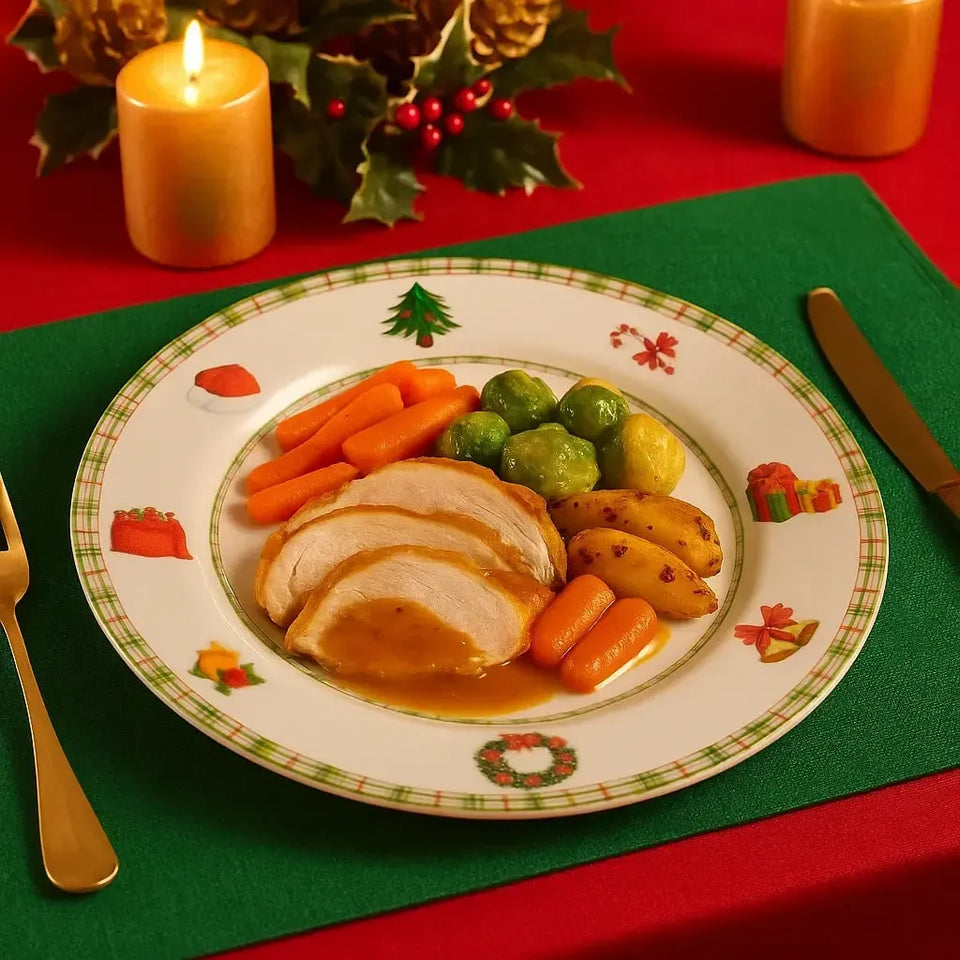 Jogo 6 Pratos Raso Cerâmica Jingle Bells 29cm Alleanza