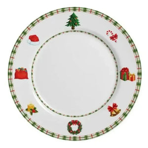Jogo 6 Pratos Raso Cerâmica Jingle Bells 29cm Alleanza
