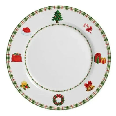 Jogo 6 Pratos Raso Cerâmica Jingle Bells 29cm Alleanza