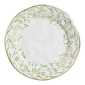 Jogo 6 Pratos Rasos Cerâmica Arabesco Verde 28cm Scalla