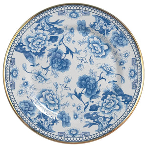 Jogo 6 Pratos Rasos Cerâmica Chinese Blue B Filete Ouro 29cm Alleanza