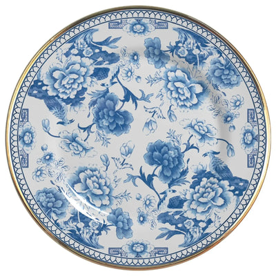 Jogo 6 Pratos Rasos Cerâmica Chinese Blue B Filete Ouro 29cm Alleanza