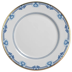 Jogo 6 Pratos Rasos Cerâmica Chinese Blue Filete Ouro 29cm Alleanza