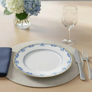 Jogo 6 Pratos Rasos Cerâmica Chinese Blue Filete Ouro 29cm Alleanza