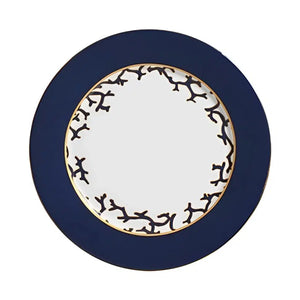 Jogo 6 Pratos Rasos Cerâmica Coral Blue (Azul e Branco com Azul) 27cm Scalla