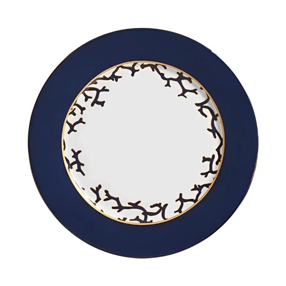 Jogo 6 Pratos Rasos Cerâmica Coral Blue (Azul e Branco com Azul) 27cm Scalla