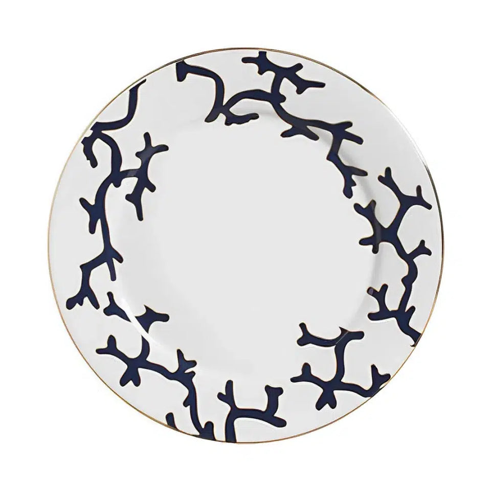 Jogo 6 Pratos Rasos Cerâmica Coral Blue (Azul e Branco com Azul) 27cm Scalla