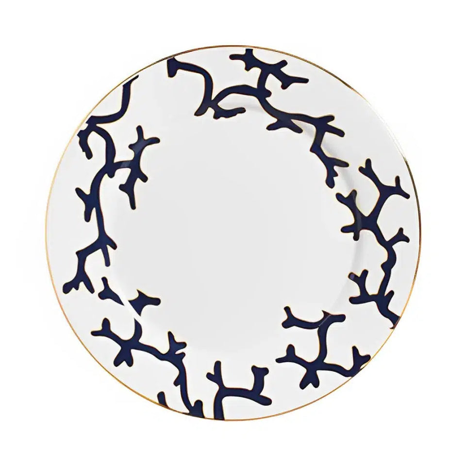 Jogo 6 Pratos Rasos Cerâmica Coral Blue (Branco com Azul e Azul com Amarelo) 27cm Scalla