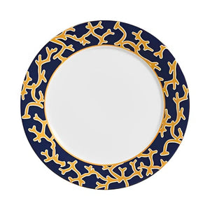 Jogo 6 Pratos Rasos Cerâmica Coral Blue (Branco com Azul e Azul com Amarelo) 27cm Scalla