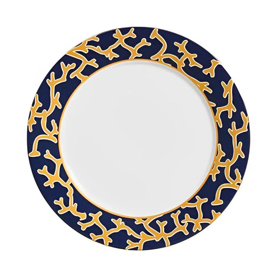 Jogo 6 Pratos Rasos Cerâmica Coral Blue (Branco com Azul e Azul com Amarelo) 27cm Scalla