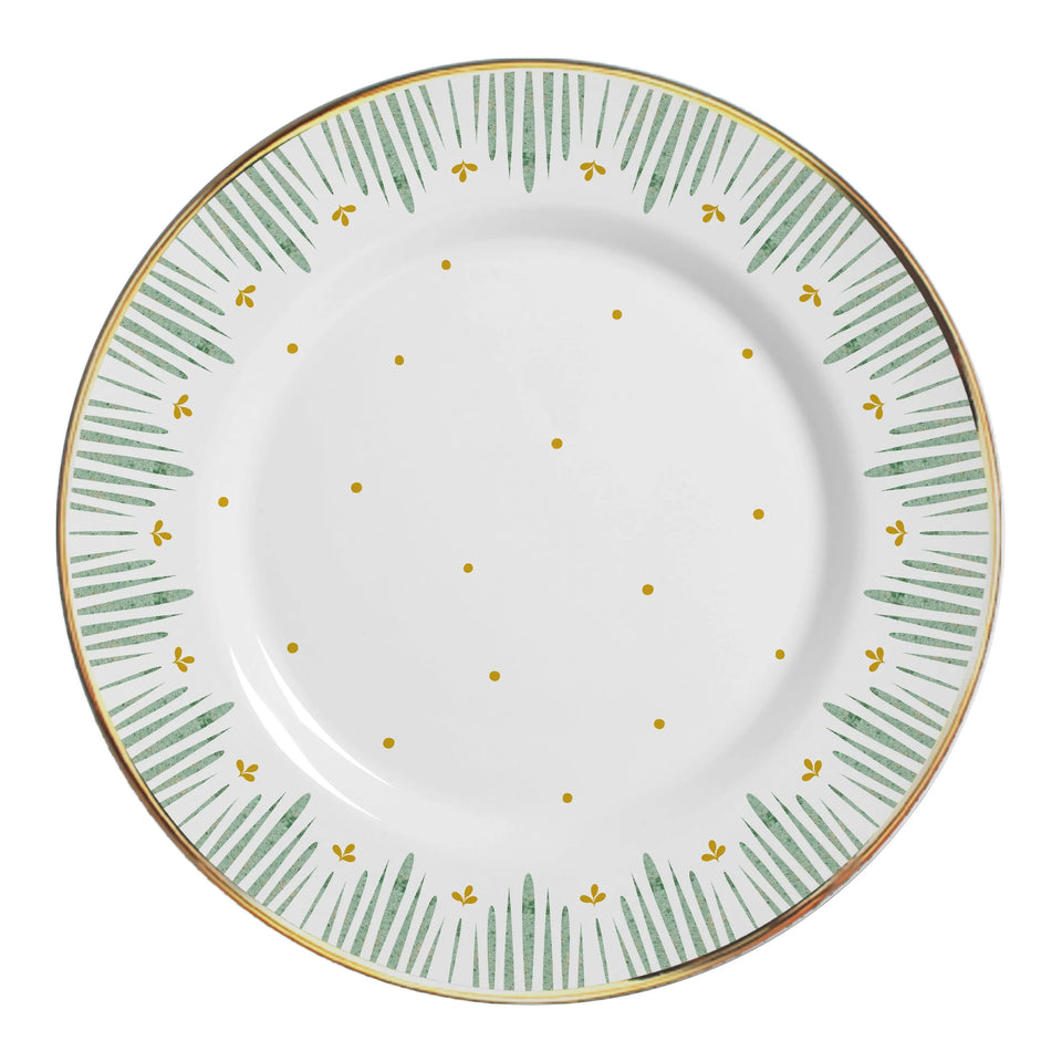 Jogo 6 Pratos Rasos Cerâmica Donatella Filete Ouro 29cm Alleanza