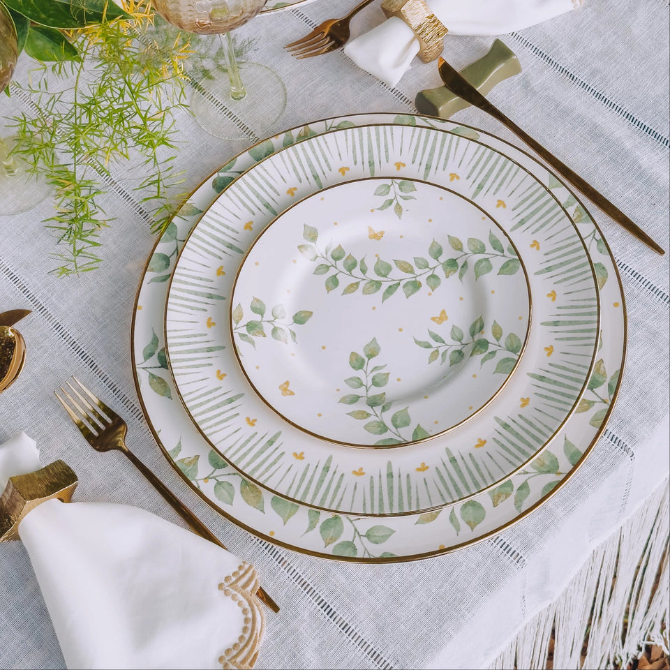 Jogo 6 Pratos Rasos Cerâmica Donatella Filete Ouro 29cm Alleanza