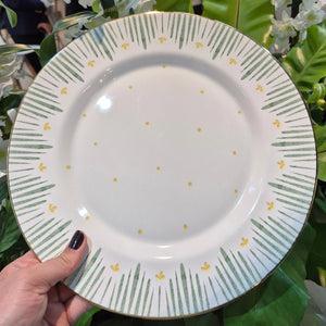 Jogo 6 Pratos Rasos Cerâmica Donatella Filete Ouro 29cm Alleanza