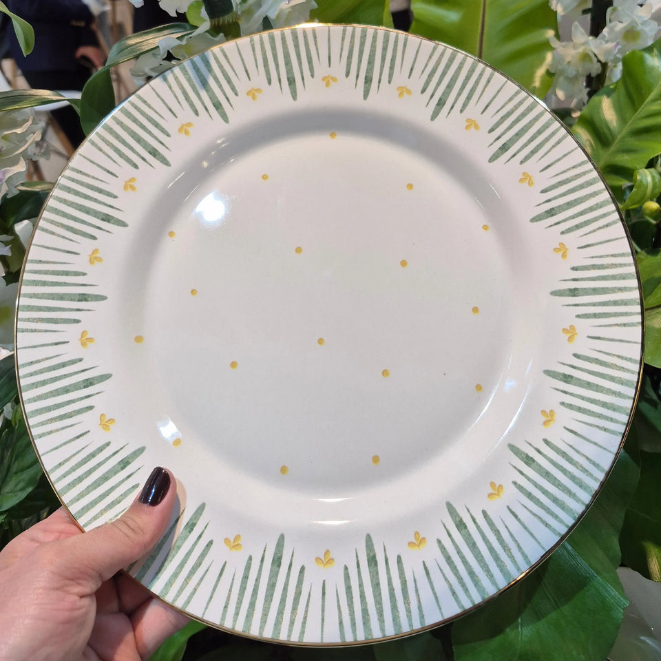 Jogo 6 Pratos Rasos Cerâmica Donatella Filete Ouro 29cm Alleanza